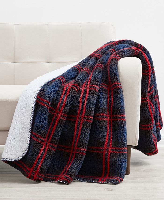 Morgan Home Birch Trails Holiday Printed Reversible Sherpa Throw, 50 x 60  - Macy's