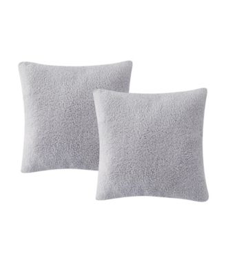 Photo 1 of Birch Trails Solid Sherpa Set of 2 Decorative Pillows, 18" x 18" Light Gray Insert Included