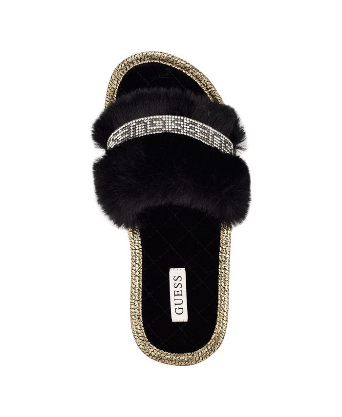 guess fluffy slippers