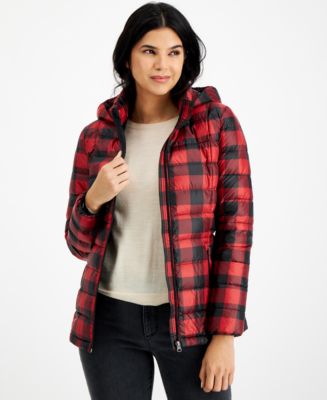 Charter Club Women's Packable Plaid Down Puffer Coat, Created for Macy ...