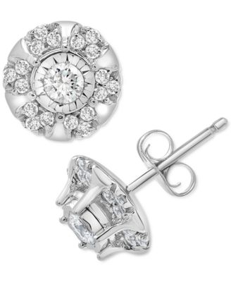 Macy's - Diamond Halo Stud Earrings (1/4 ct. t.w.)