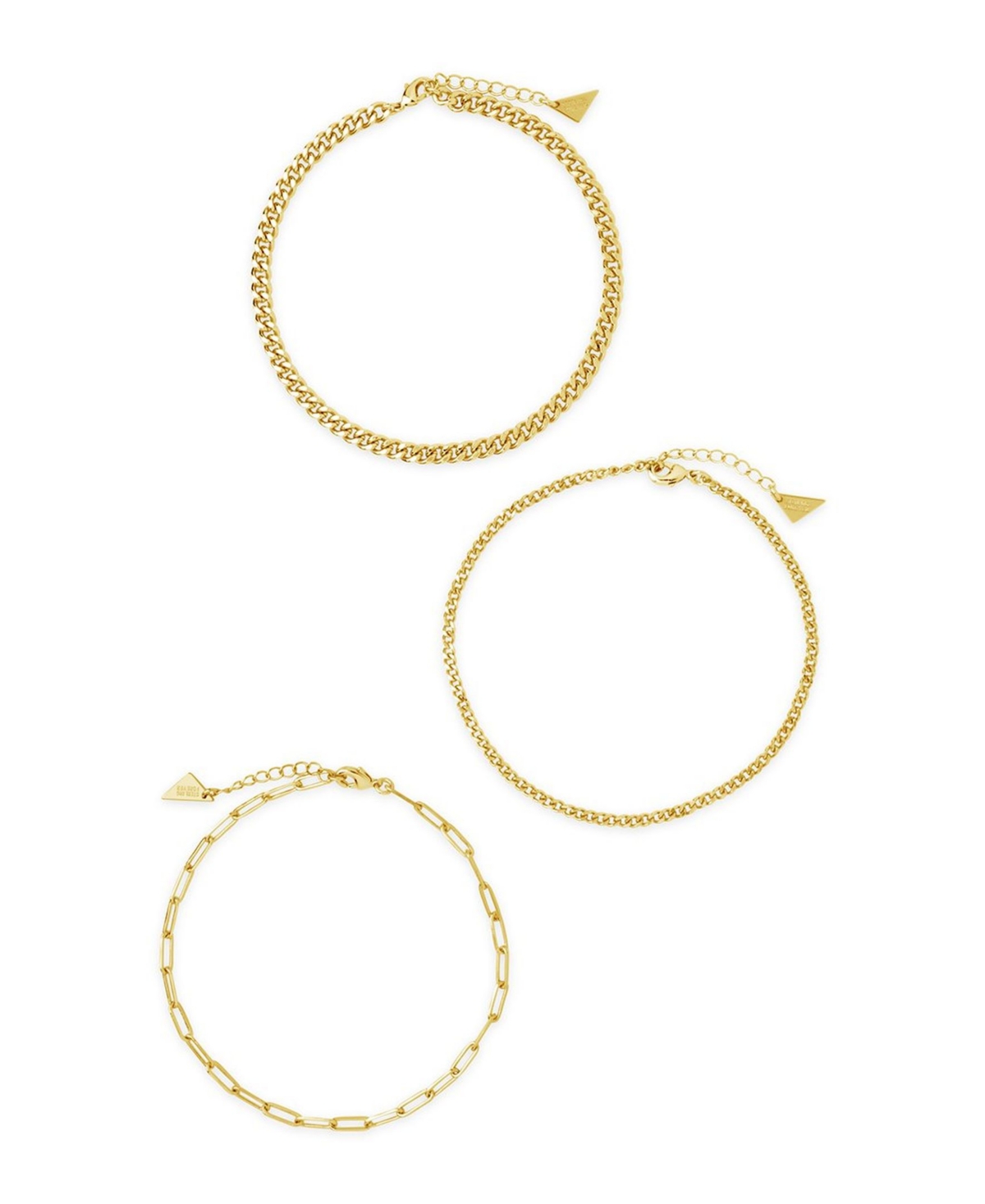 Sterling Forever Women's Three Row Chain Anklet Set, 3 Piece - Gold-Tone