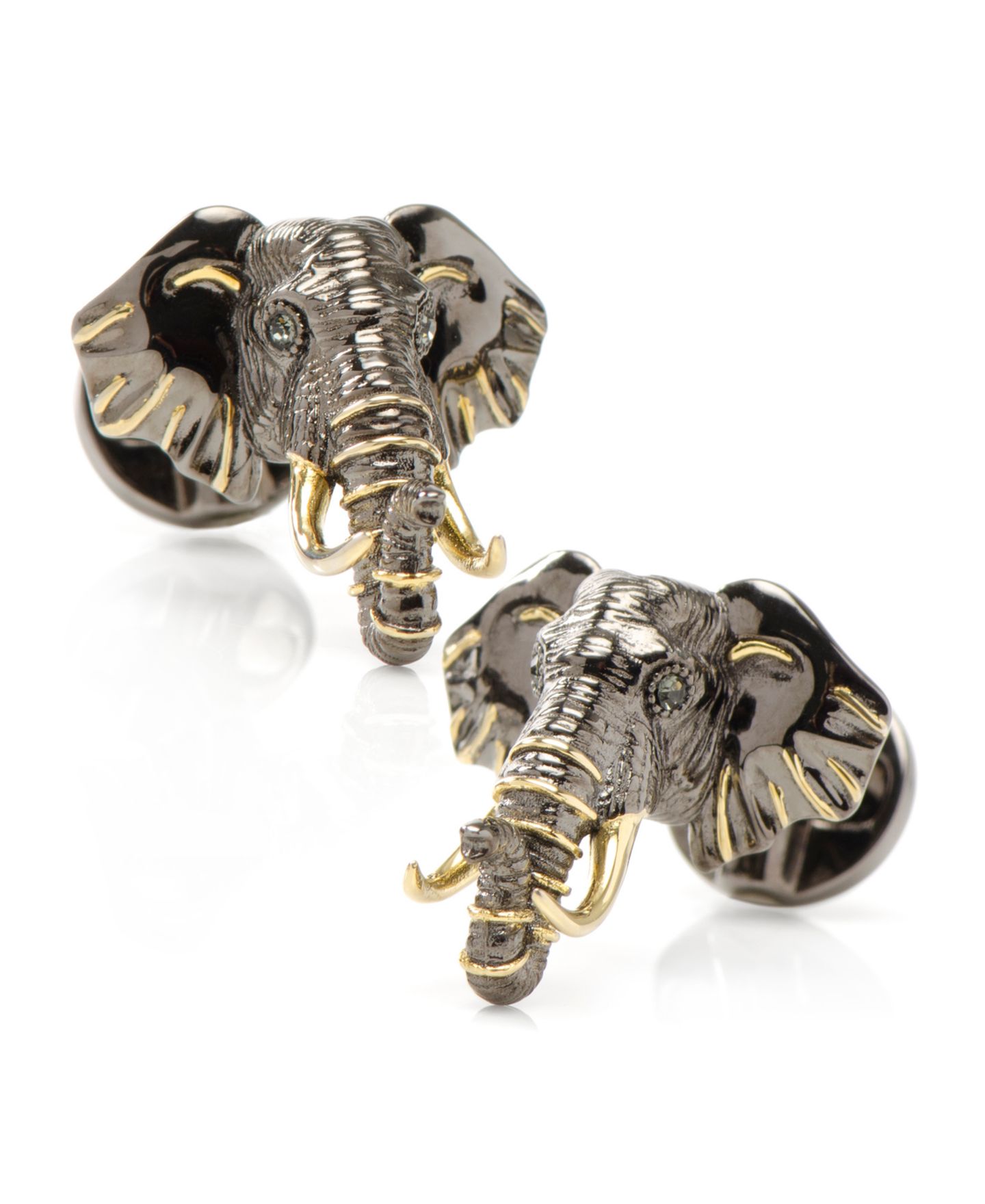 Мужские запонки Ox & Bull Trading Co. 14K Gold Elephant Cufflinks — фото 1