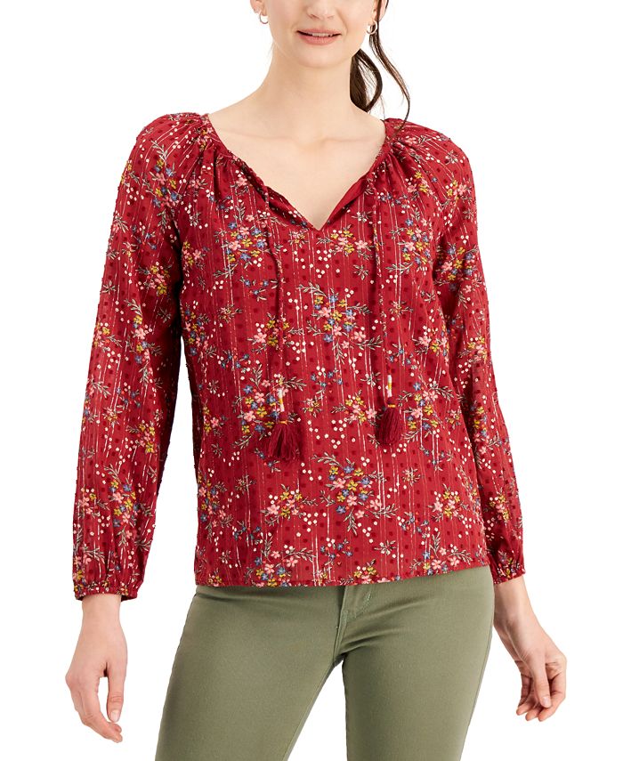 Style Co Printed Embroidered Peasant Top Created for Macy s