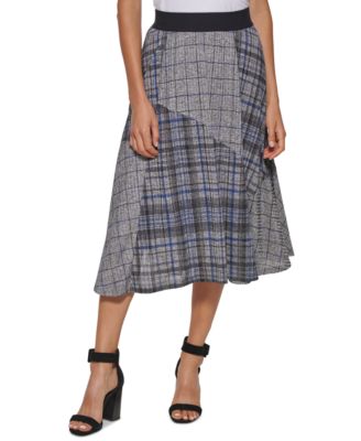 Calvin Klein - Mixed-Plaid Midi Skirt