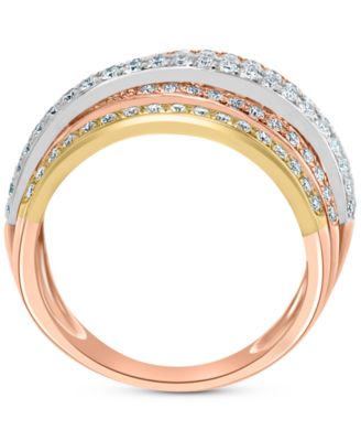 EFFY&reg; Diamond Multirow Crossover Statement Ring (1-3/8 ct. t.w.) in 14k Gold, White Gold & Rose Gold 