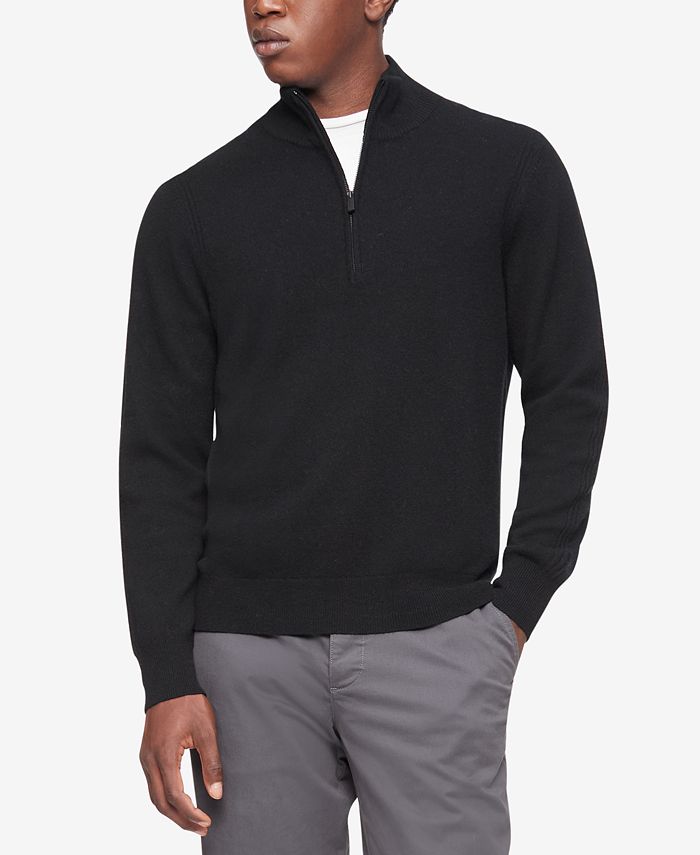 Calvin Klein Men's Solid 1/4 Zip Merino Wool Sweater & Reviews ...