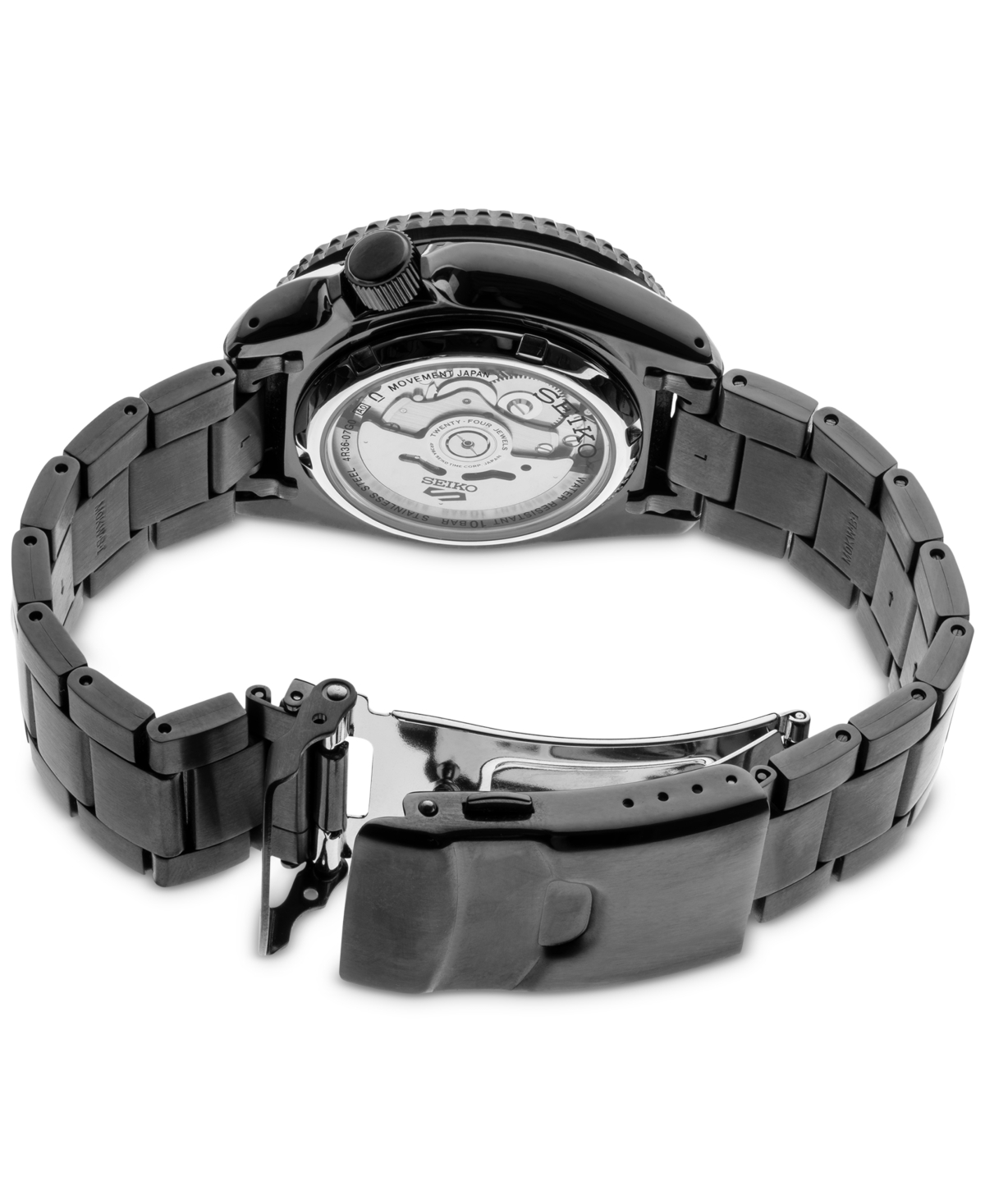 Seiko Men's Automatic 5 SportsIon Finished Bracelet Watch 43mm - Black