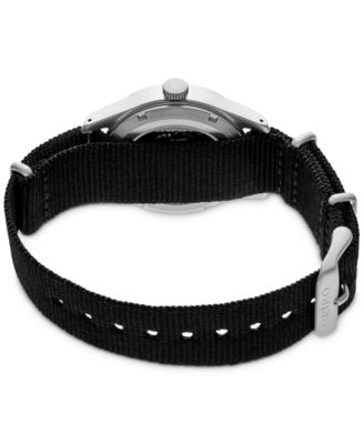 Men's Automatic 5 Sports Black Nylon Strap Watch 43mm