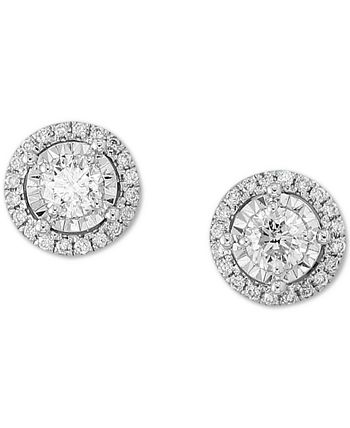 EFFY Collection - Diamond Halo Stud Earrings (1/2 ct. t.w.) in 14k White Gold