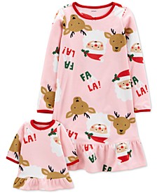 Toddler Girls Santa Nightgown and Doll Nightgown Set