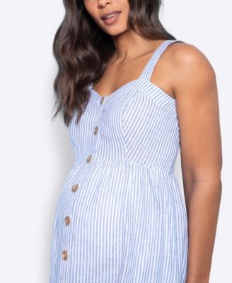 Seraphine Women's Maternity Linen-Blend Midi  Nursing Dress, Including Petites Sizing