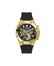Men's Black Silicone Strap Multi-Function Watch 46mm