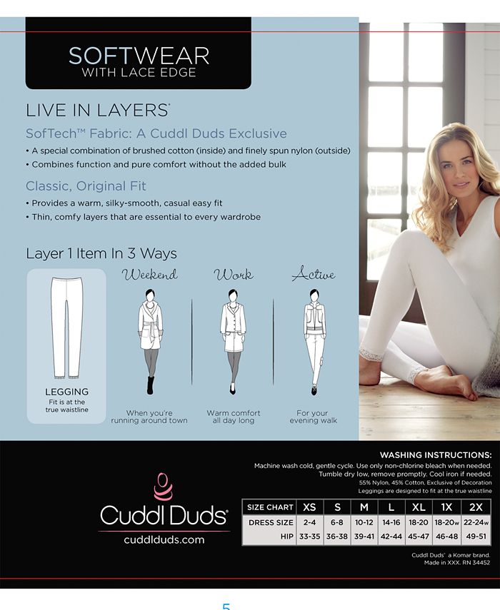 Cuddl Duds Plus Size Softwear LaceEdge Leggings & Reviews Pants & Capris Women Macy's