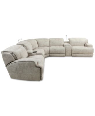 Sebaston 7-Pc. Fabric Sectional with 3 Power Motion Recliners and 2 USB Consoles, Created for Macy's