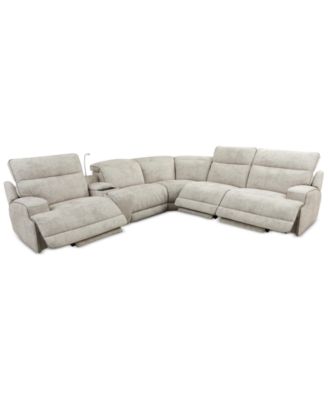 Sebaston 6-Pc. Fabric Sectional with 3 Power Motion Recliners and 1 USB Console, Created for Macy's