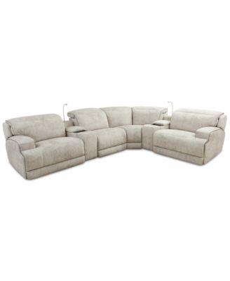 Sebaston 6-Pc. Fabric Sectional with 2 Power Motion Recliners and 2 USB Consoles, Created for Macy's