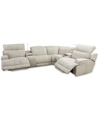 Sebaston 6-Pc. Fabric Sectional with 2 Power Motion Recliners and 2 USB Consoles, Created for Macy's