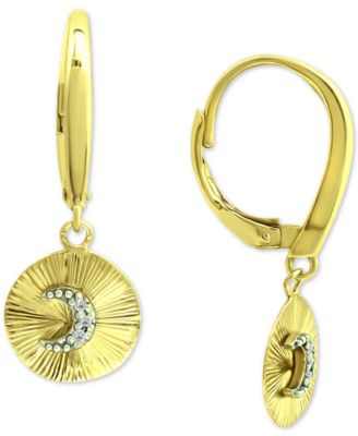 Cubic Zirconia Moon Disc Drop Earrings, Created for Macy's