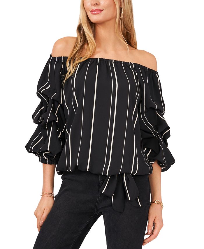Vince Camuto Off-the-Shoulder Tiered Bubble-Sleeve Top - Macy's