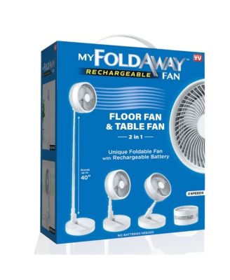 My Foldaway Fan - 2-in-1 Adjustable Height Unique Foldaway Portable My Foldaway Rechargeable Floor Table Fan