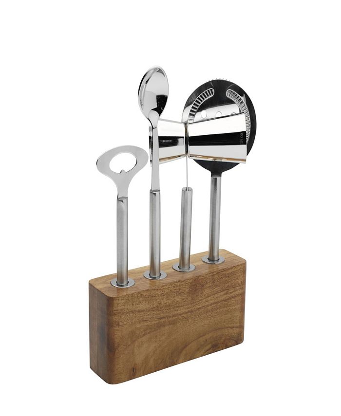 Drew & Jonathan Home Bar Tool Set with Wooden Holder Macy's