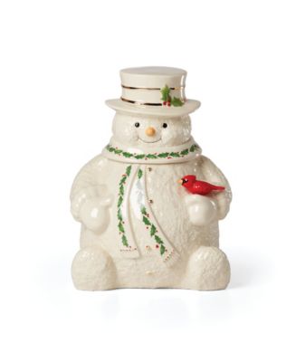 Lenox selling Snowman Cookie Jar Porcelain with Gold Accents 11