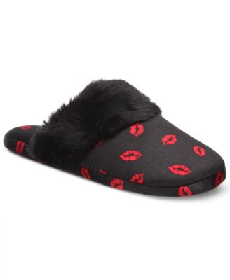 Photo 1 of XL ( 11-12)  INC International Concepts Women's Lips Faux-Fur-Trim Slippers, Created for Macy's