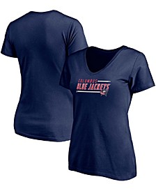 Women's Navy Columbus Blue Jackets Mascot In Bounds V-Neck T-shirt