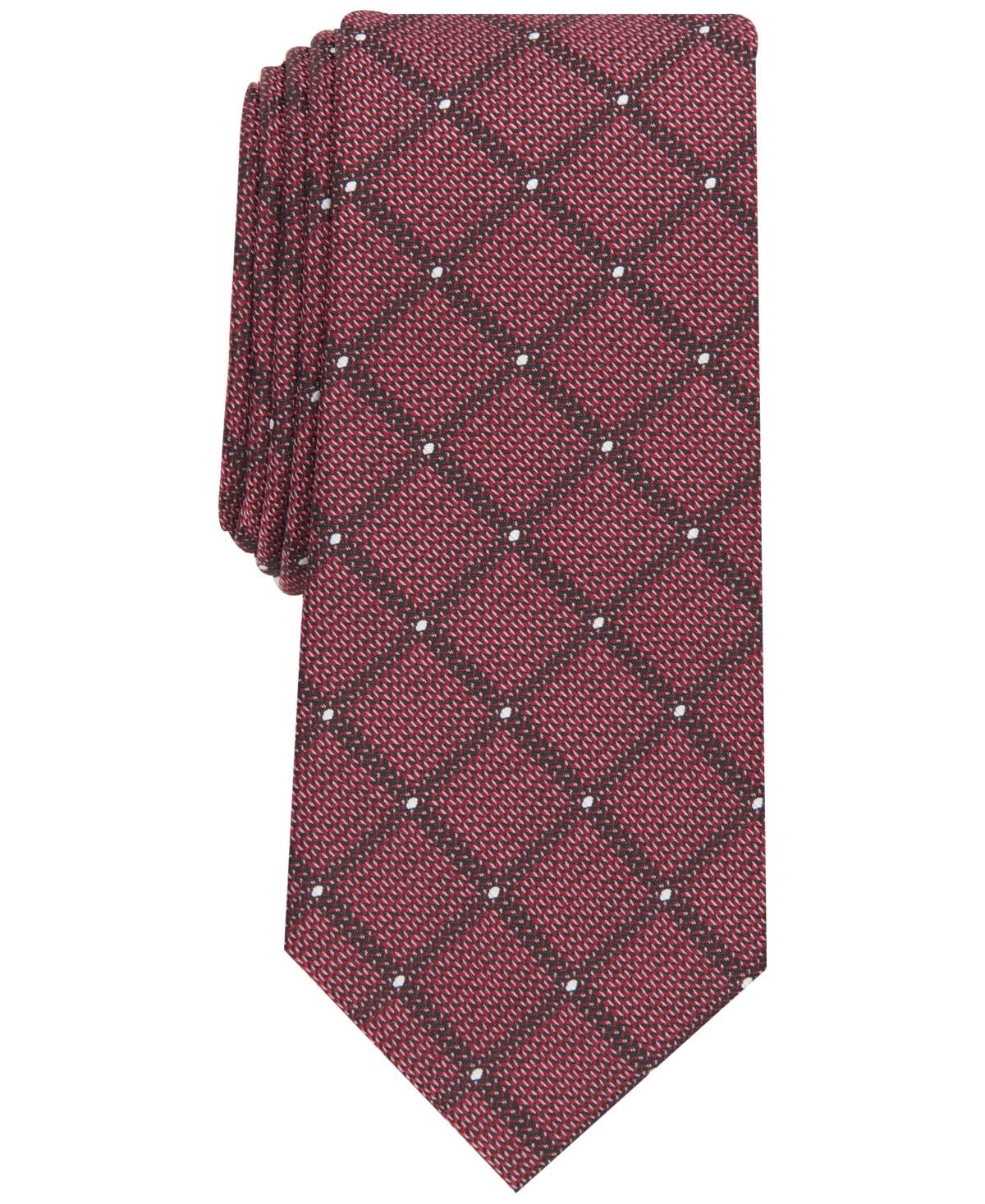 Men's Slim Dot Grid Tie, Created for Macy's - Red
