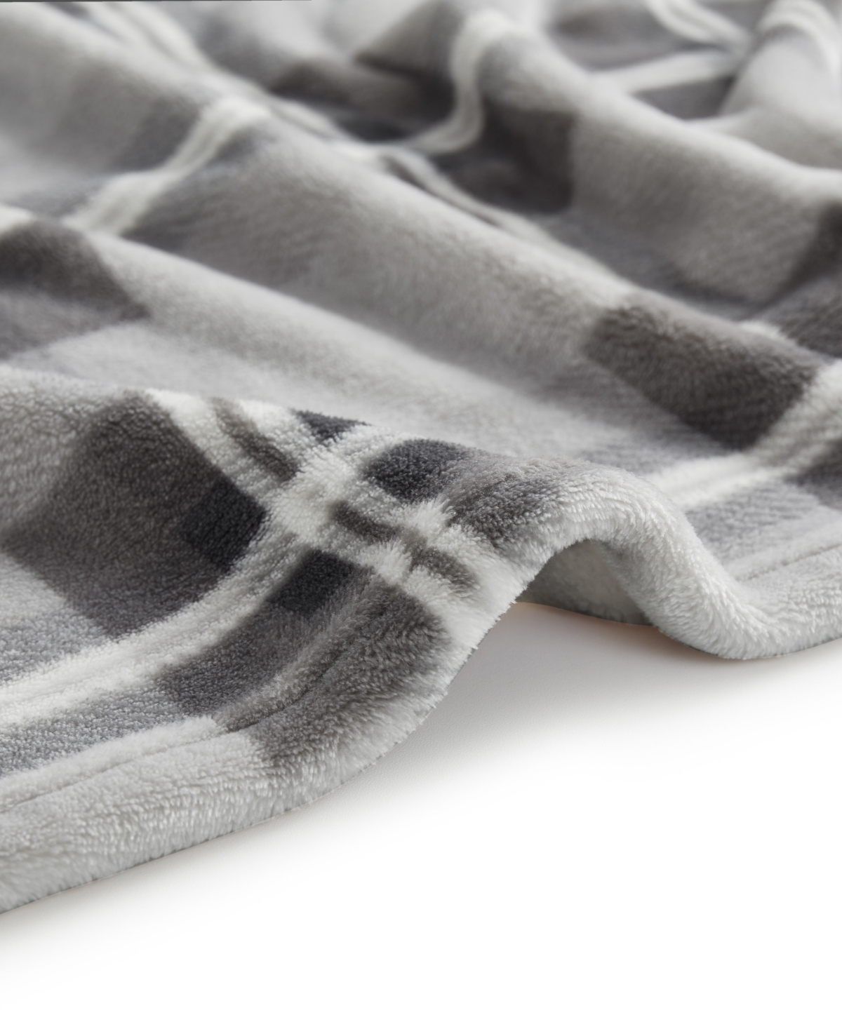 Nautica Solid Ultra Soft Plush Fleece Blanket, Twin In Gray Plaid