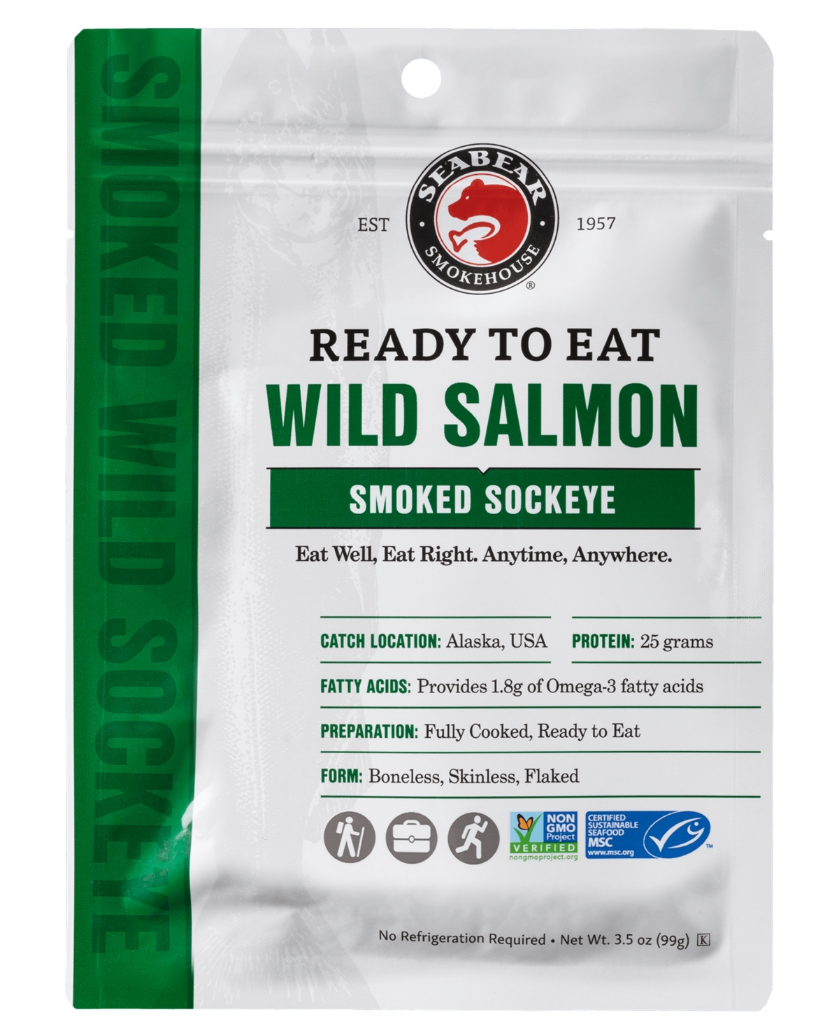 Seabear Smokehouse Ready To Eat Wild Salmon Pouches In No Color