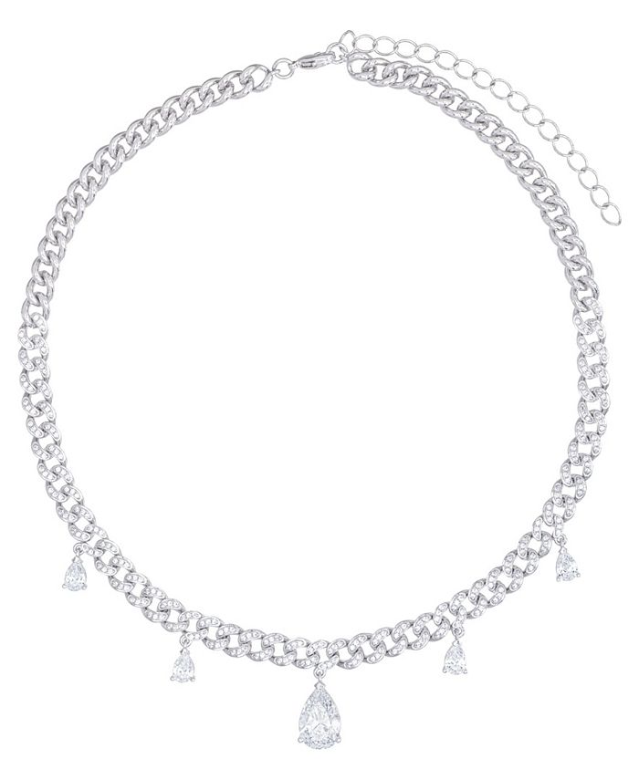 Macy's PearCut Cubic Zirconia Cuban Link Necklace Macy's