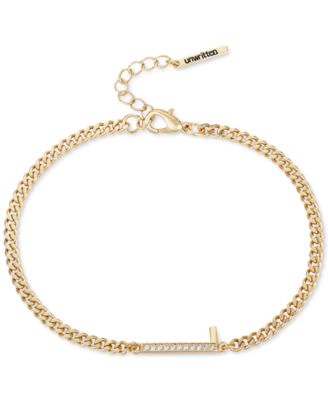 Photo 1 of Unwritten Cubic Zirconia Initial Link Bracelet in  Gold Plate