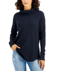 Cotton Waffled Cowlneck Top