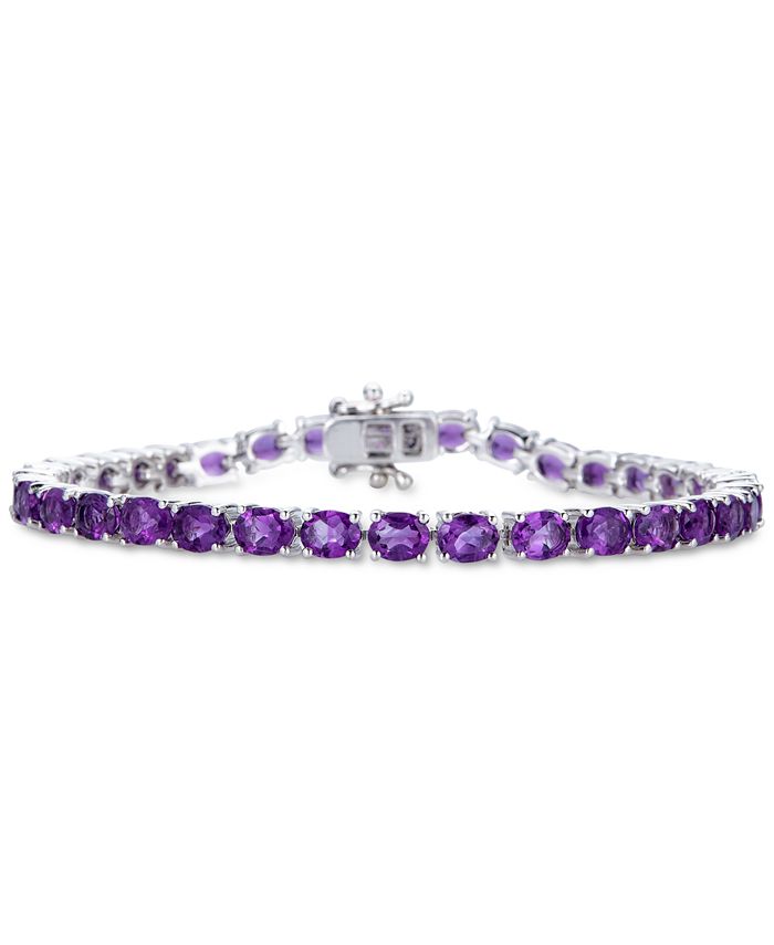 Multi Gemstone Oval Link Bracelet 15 ct. t.w. in Sterling Silver Also in Amethyst Blue Topaz