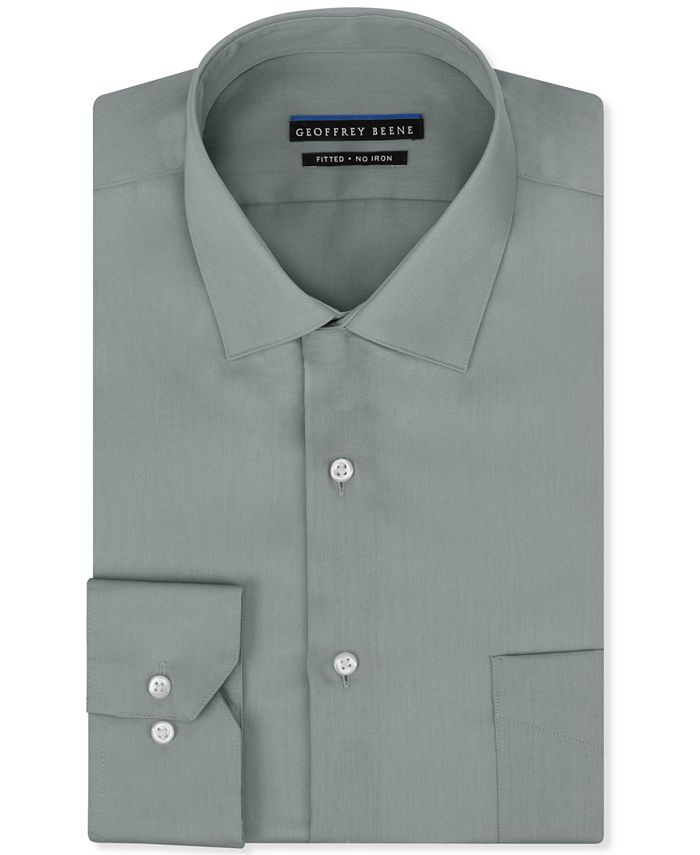 Geoffrey Beene Men's Fitted No-Iron Stretch Sateen Dress Shirt - Macy's