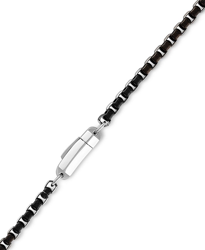 Macy's Men's TwoTone Box Link 22" Chain Necklace in Stainless Steel