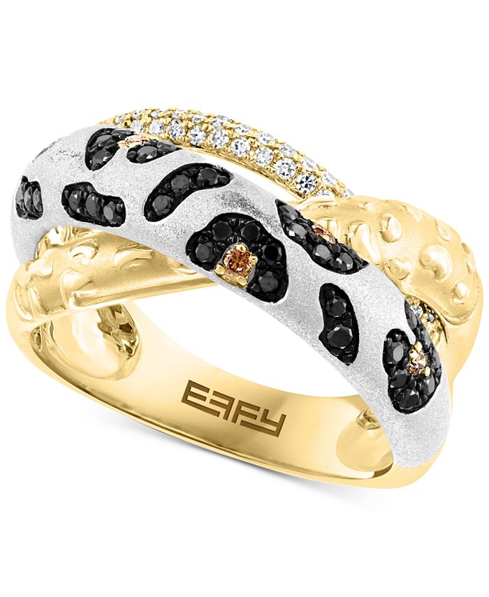 EFFY Collection - Multicolor Diamond Panther Print Crossover Ring (3/8 ct. t.w.) in 14k Gold & White Gold