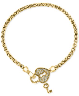 EFFY Collection - Diamond Lock & Key Statement Bracelet (1/4 ct. t.w.) in 14k Gold