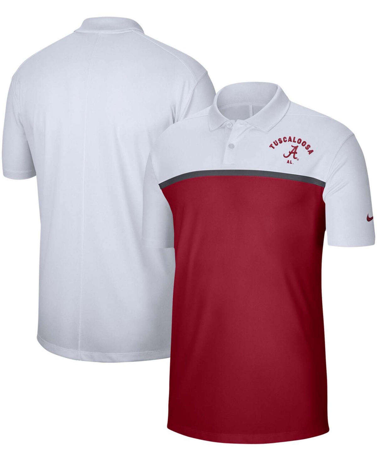 Men's Big and Tall Nike White-Crimson Alabama Crimson Tide Color Block Victory Performance Polo