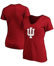 Women's Crimson Indiana Hoosiers Primary Logo V-Neck T-Shirt