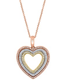 EFFY® Diamond Open Heart 18" Pendant Necklace (3/8 ct. t.w.) in 14k Rose, Yellow & White Gold 