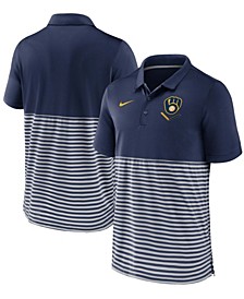 Men's Navy-Gray Milwaukee Brewers Home Plate Striped Polo
