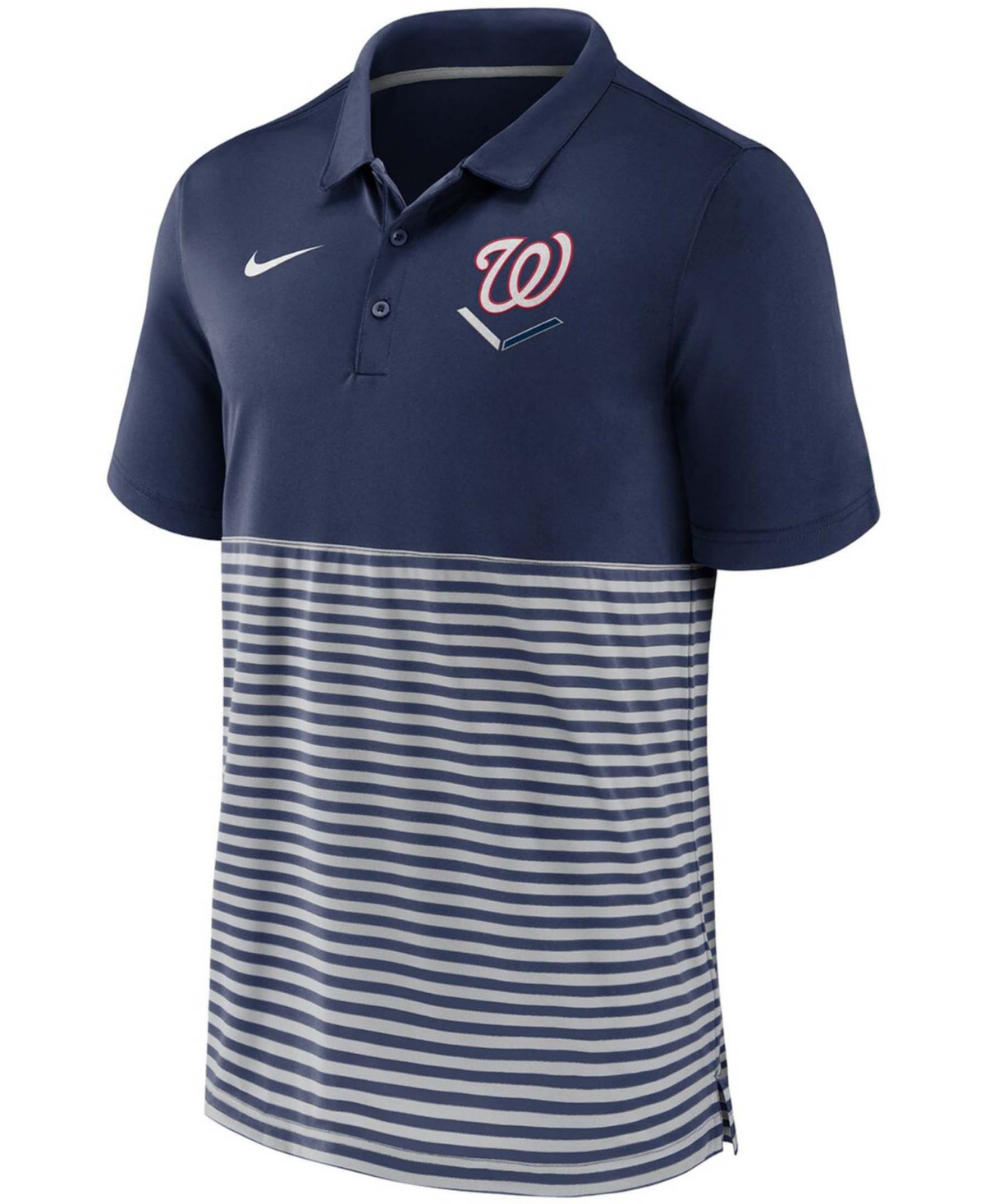 Men's Navy-Gray Washington Nationals Home Plate Striped Polo - Navy-Gray