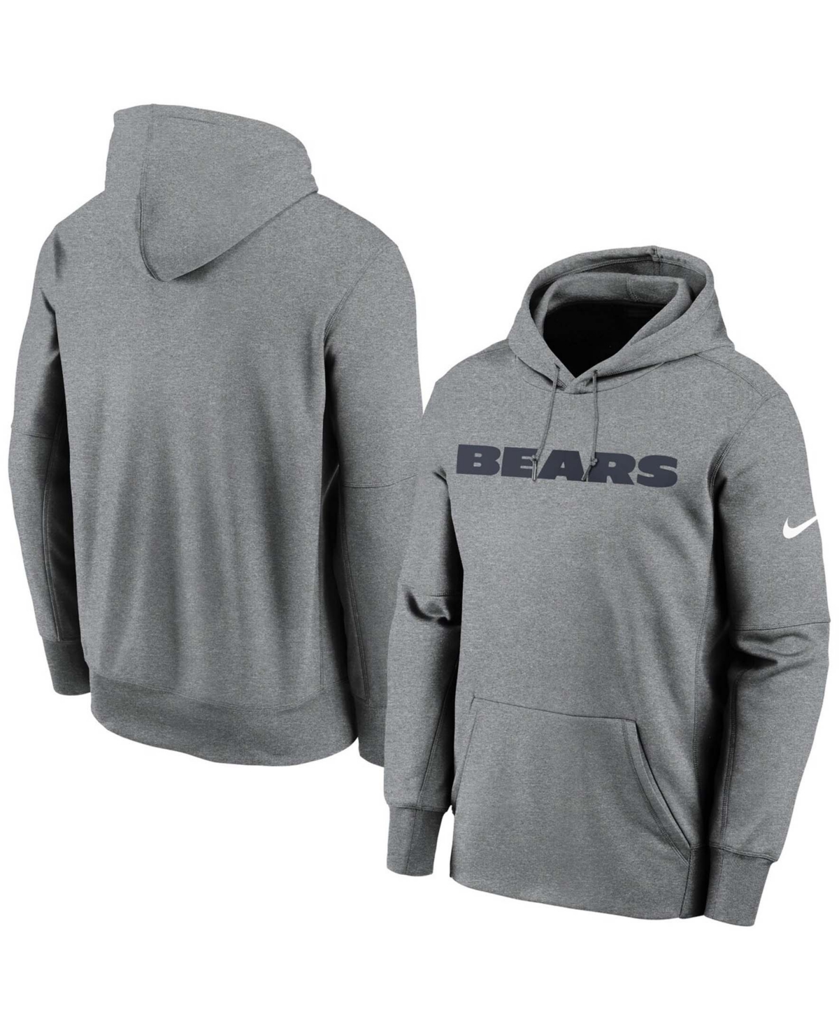 Shop Nike Men's Heathered Charcoal Chicago Bears Wordmark Therma Performance Pullover Hoodie In Heather Charcoal