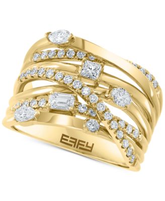 EFFY&reg; Diamond Multi-Shape Multirow Crossover Ring (1 ct. t.w.) in 14k Gold