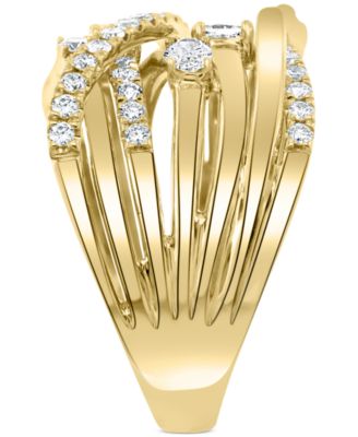 EFFY&reg; Diamond Multi-Shape Multirow Crossover Ring (1 ct. t.w.) in 14k Gold