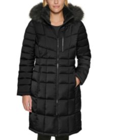 Stretch Faux-Fur-Trim Hooded Puffer Coat, Created for Macy's