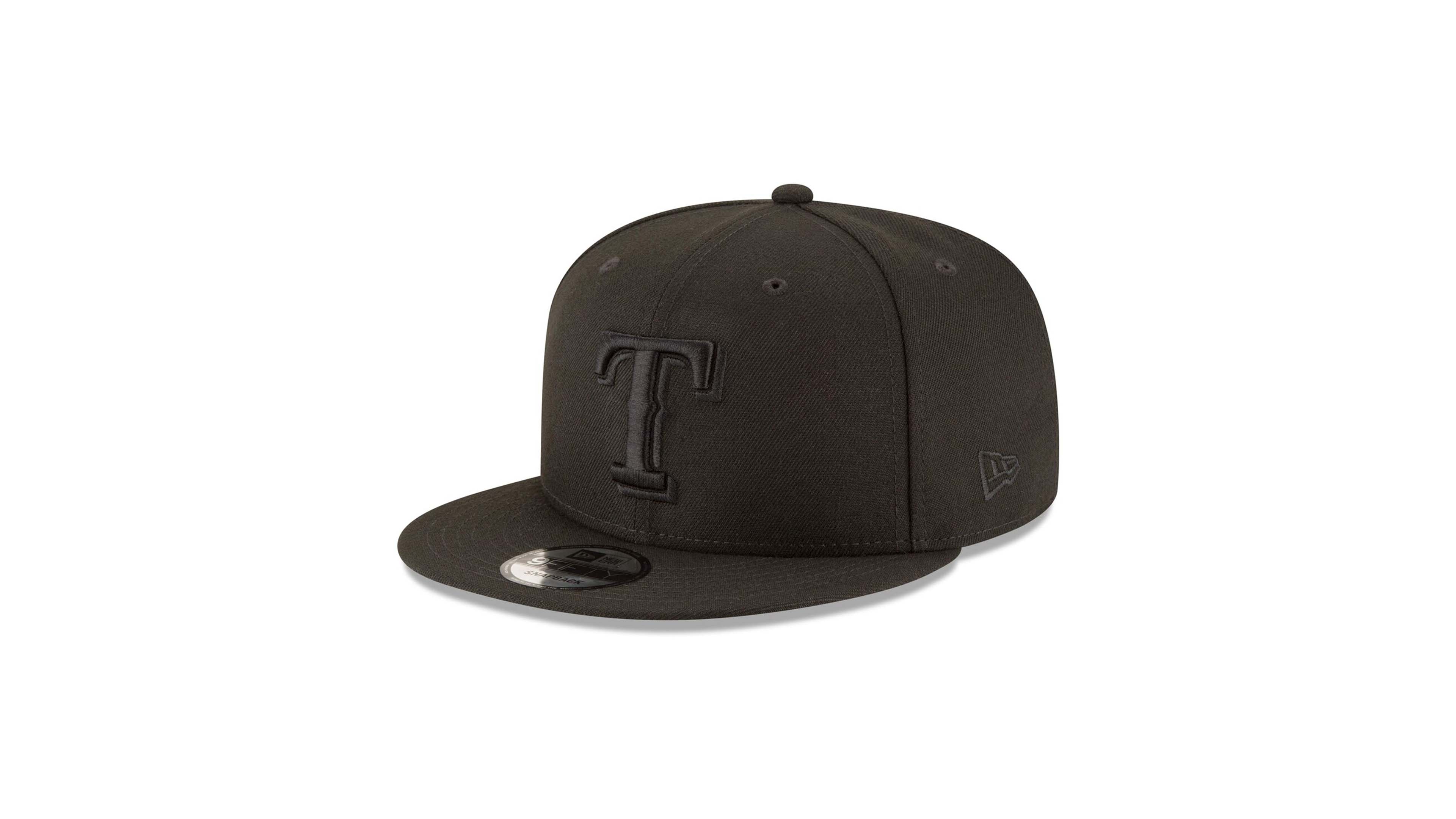 Men's Black Texas Rangers Black on Black 9FIFTY Team Snapback Adjustable Hat